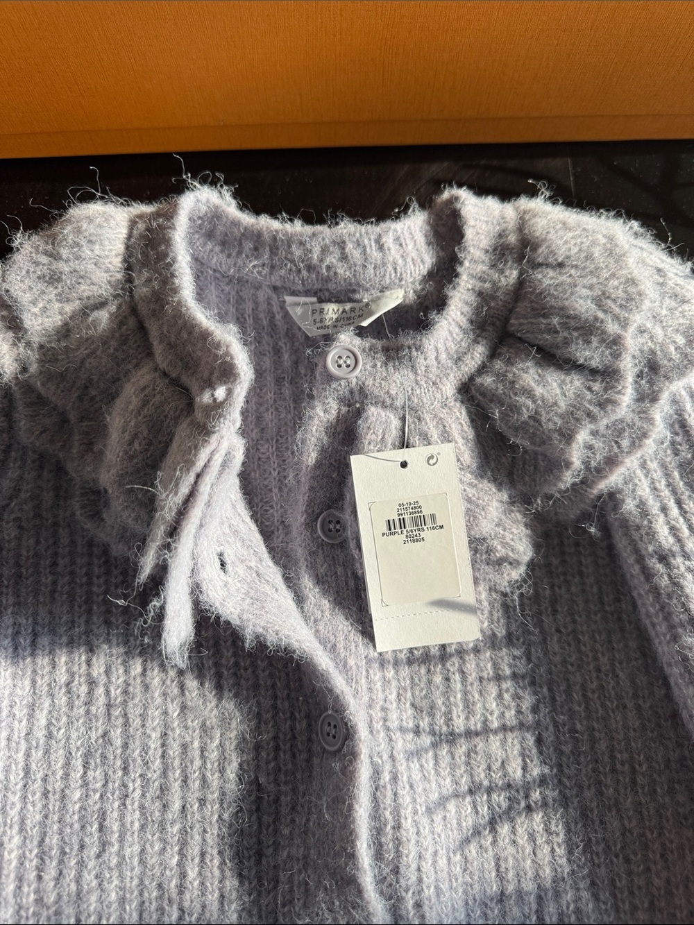 Primark Pale Gray Ruffle Collar Ribbed Cardigan - Picture 2 of 4